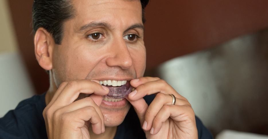 Man completing sleep apnea oral appliance