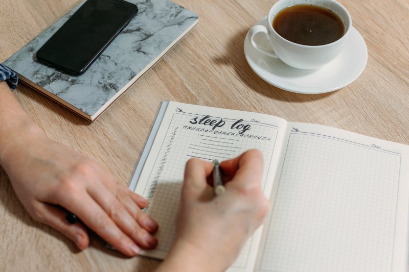 patient working on sleep diary